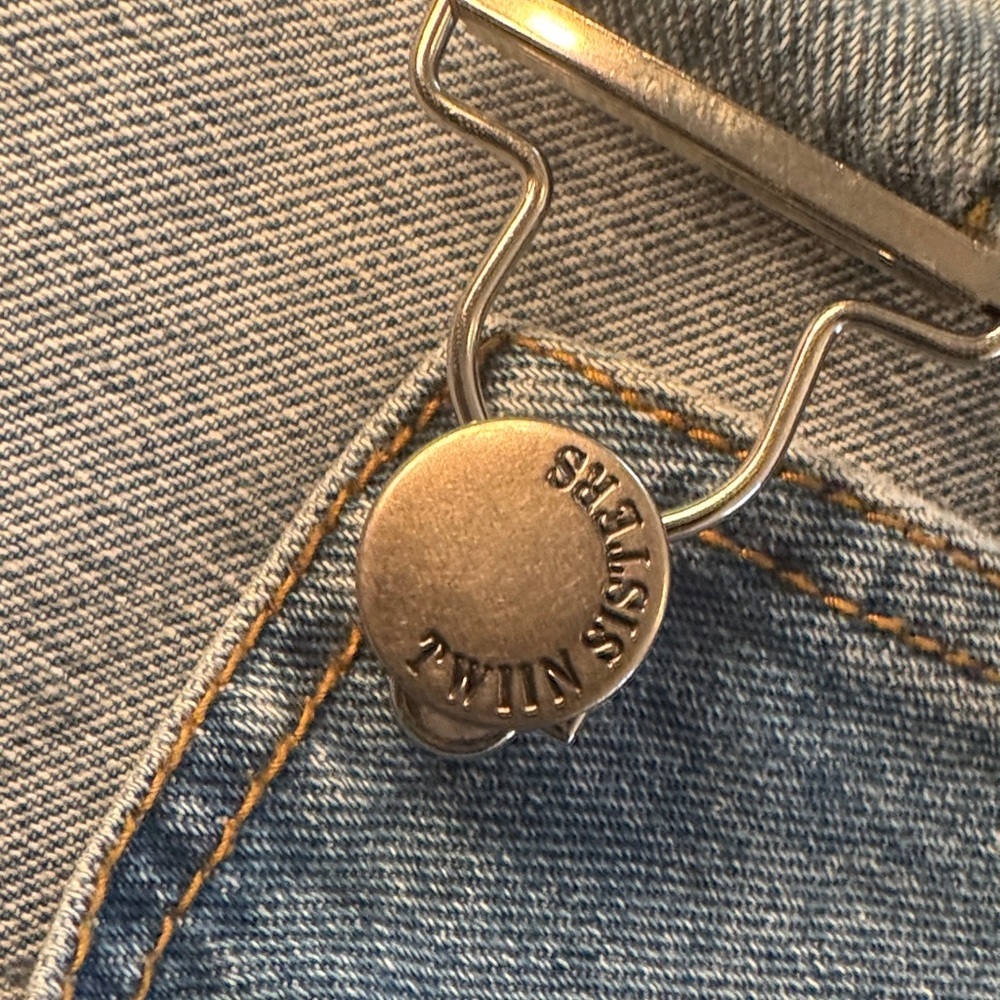 Twin Sisters Casual Blue Denim Distressed Overalls with Size L - Picture 16 of 16